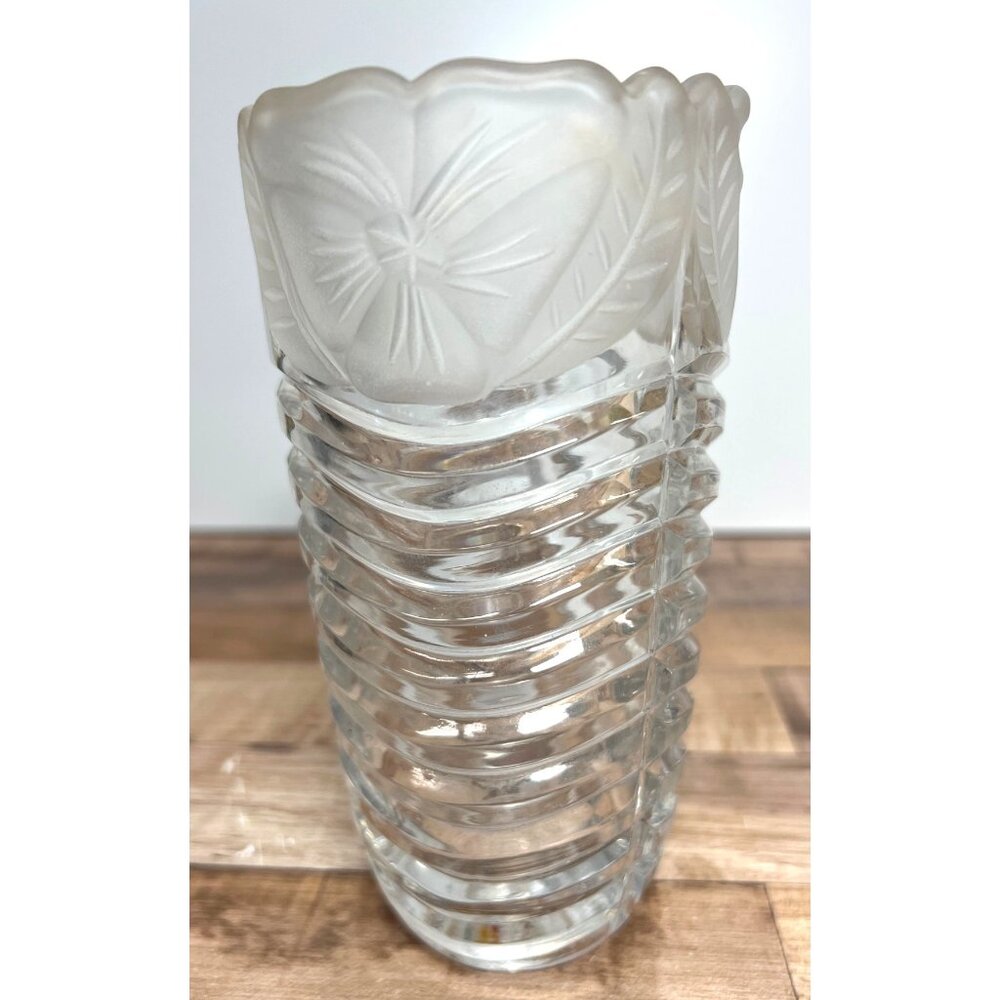 Crystal Clear made in Germany 24% lead crystal 6.5" vase frosted flowers